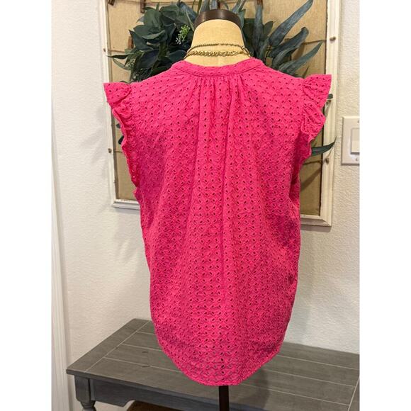 DRAPER JAMES RSVP Fushia Hot Pink Eyelet Shirt Top size XL - Picture 4 of 8